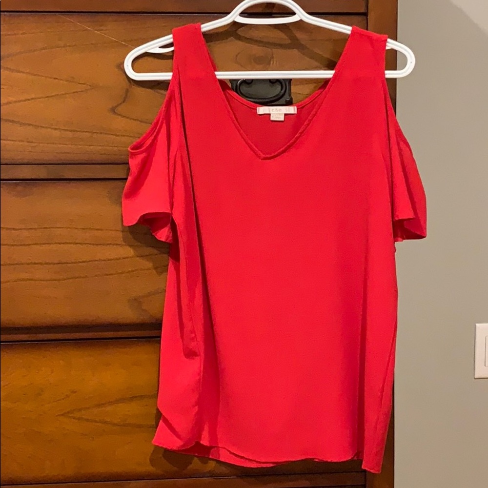 C&E V-Neck Blouse With Open Shoulders